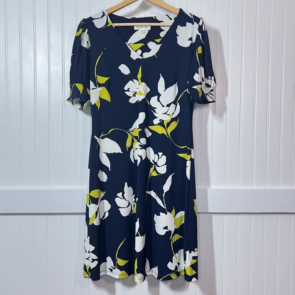 Harper Rose Dress Cottagecore Navy Floral V-Neck Short Sleeve Shift Mini Size 10